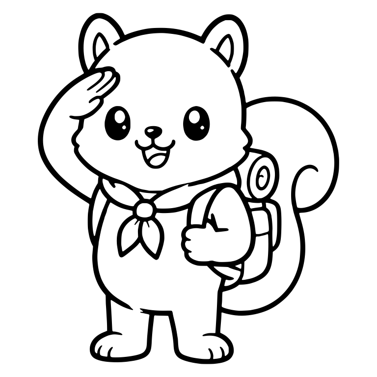 Saluting Squirrel Scout with Backpack and Neckerchief — free animal SVG cut file