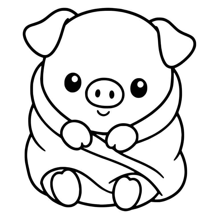 Sitting Piglet in a Blanket with Paws on Top — free animal SVG cut file