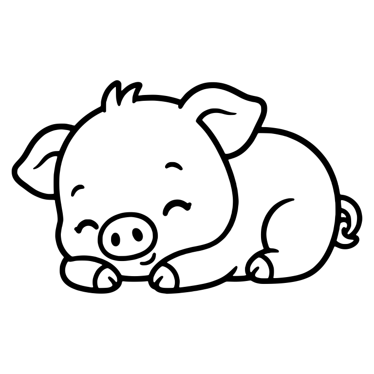 Sleeping Piglet Resting Head on Front Hooves — free animal SVG cut file