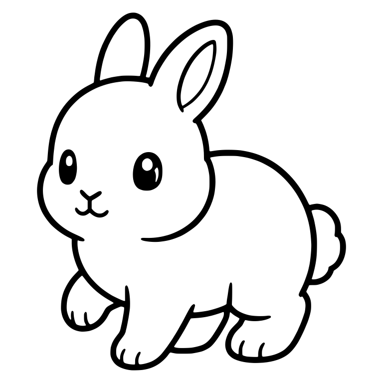Kawaii Bunny Walking With One Paw Raised — free animal SVG cut file