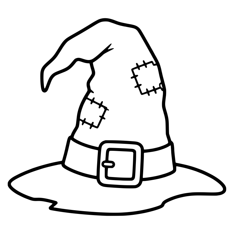 Patched Witch Hat with Drooping Tip and Square Buckle — free objects SVG cut file