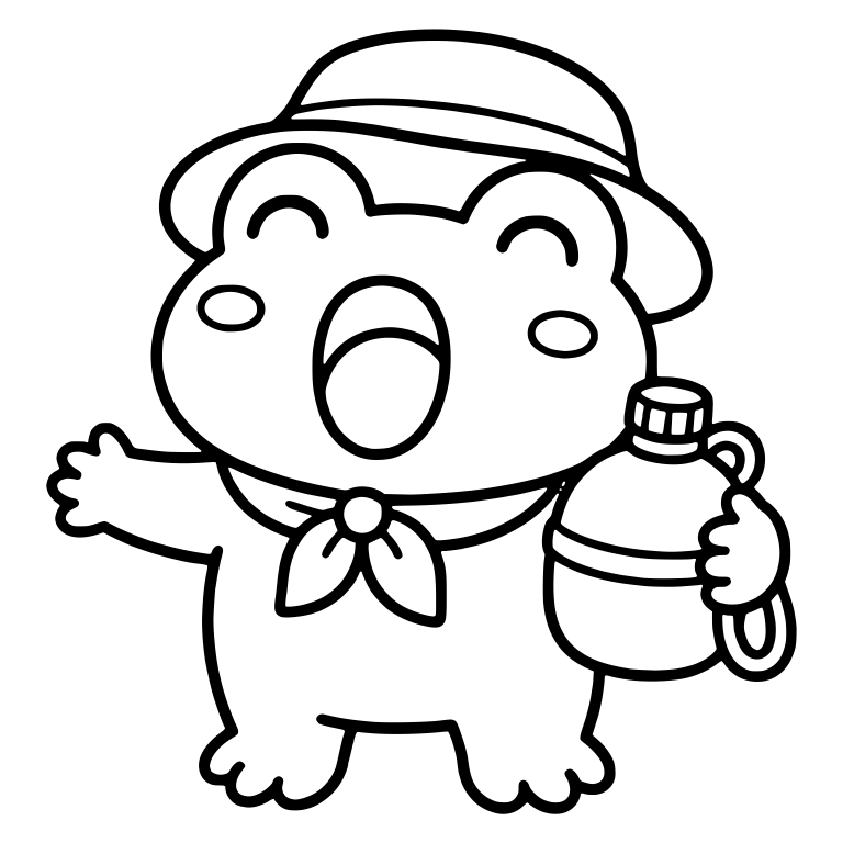 Frog in Bucket Hat Holding Canteen and Singing — free animal SVG cut file