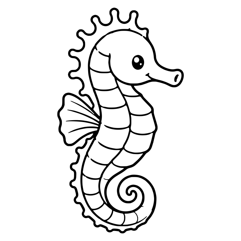 Seahorse With Looped Crest And S-Curve Banded Body — free animal SVG cut file