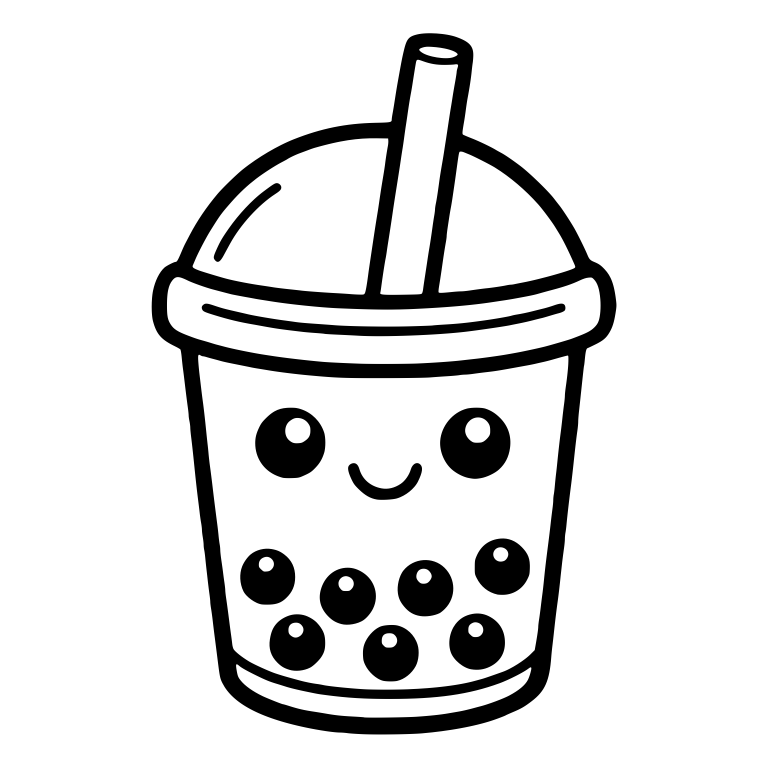 Smiling Bubble Tea Cup With Pearls and Dome Lid — free food SVG cut file