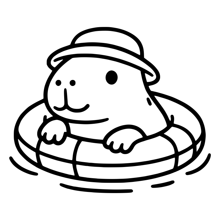 Capybara in Sun Hat Floating on a Swim Ring — free animal SVG cut file