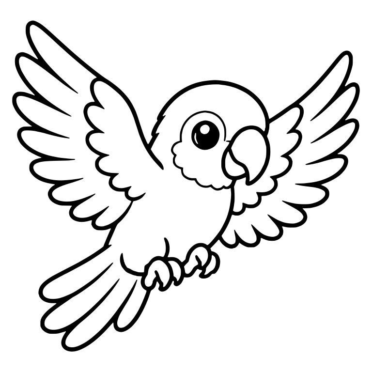 Flying Conure with Wide Feathered Wings and Tucked Feet — free animal SVG cut file
