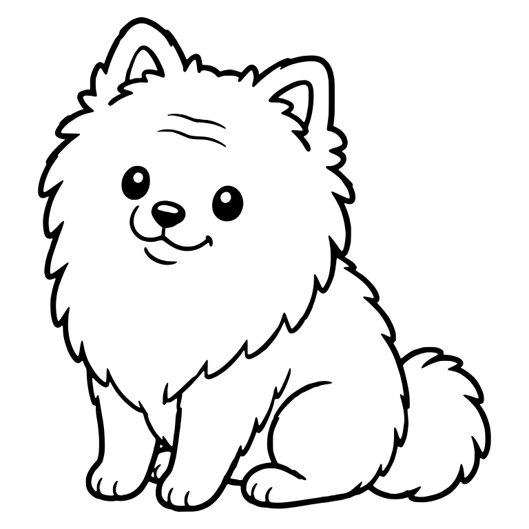 Sitting Pomeranian With Fluffy Tail And Soft Smile — free animal SVG cut file