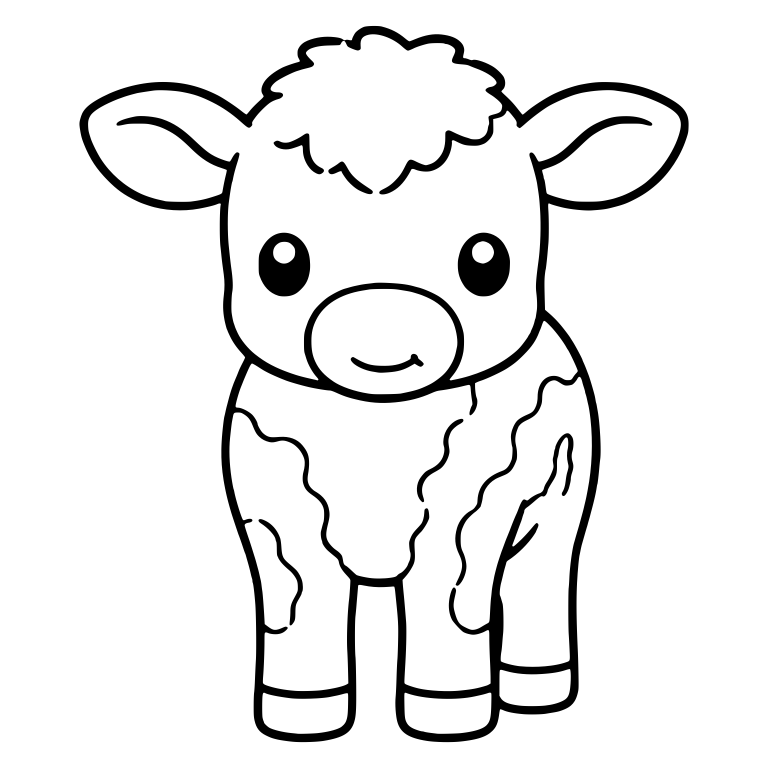 Standing Calf With Curly Forelock And Wavy Patches — free animal SVG cut file