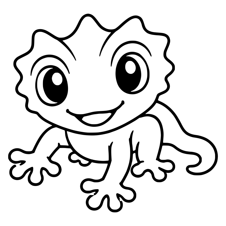 Smiling Frill-Headed Gecko Crawling Toward Viewer — free animal SVG cut file
