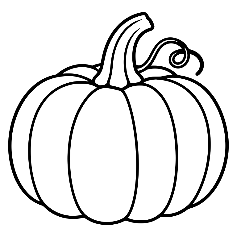 Upright Pumpkin with Tall Stem and Looping Tendril — free floral SVG cut file