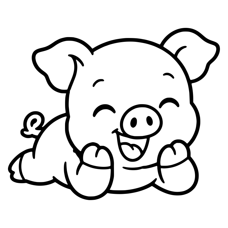 Giggling Piglet Lying on Belly with Hooves Raised — free animal SVG cut file