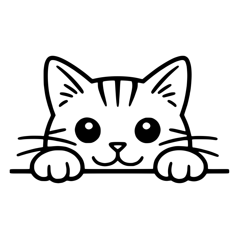 Tabby Cat Peeking Over Ledge With Round Black Eyes — free animal SVG cut file