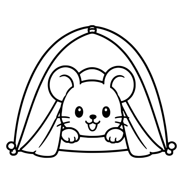 Kawaii Mouse Peeking Out of a Dome Tent — free animal SVG cut file