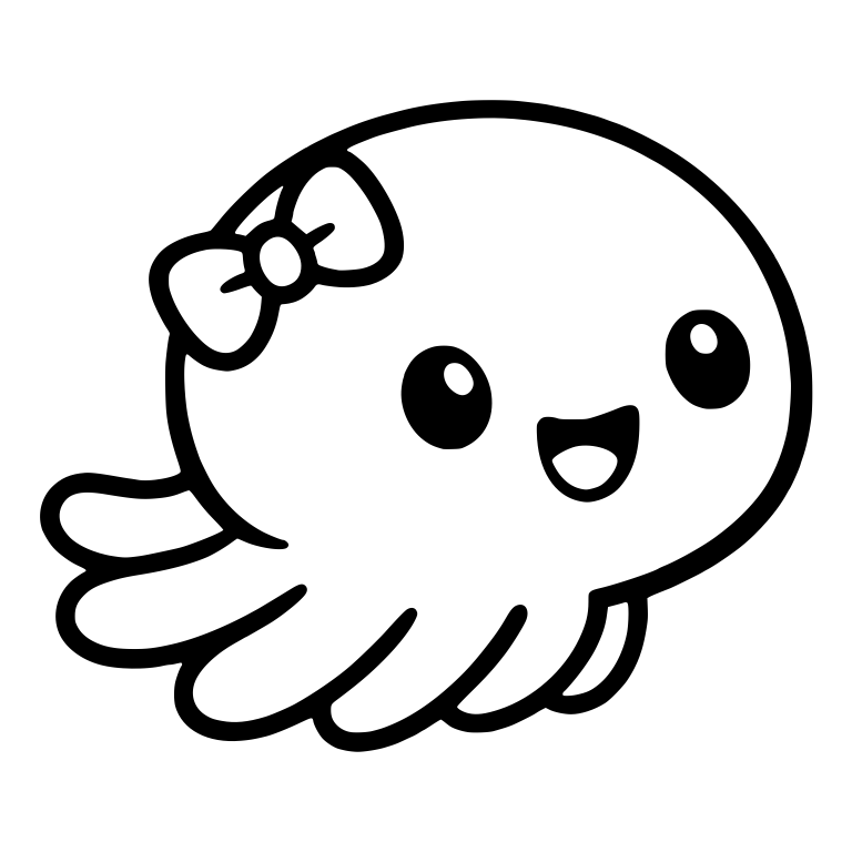 Octopus With Hair Bow Swimming Sideways — free animal SVG cut file