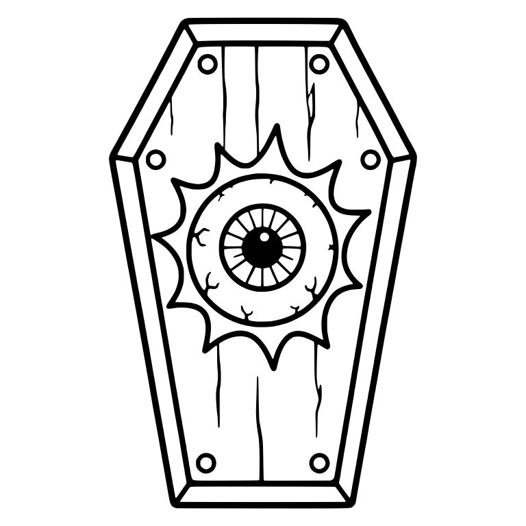 Coffin with Eyeball in Spiky Starburst — free objects SVG cut file