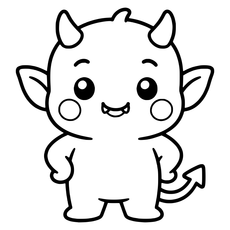 Chubby Little Devil Standing With Hands on Hips — free fantasy-creature SVG cut file