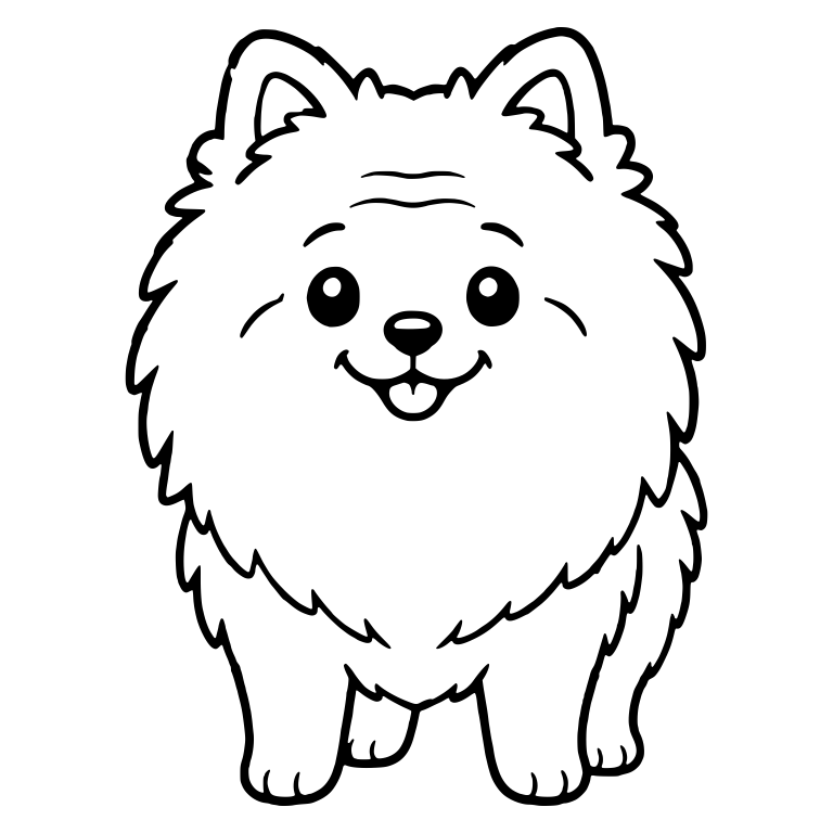 Standing Pomeranian Facing Forward With Smile — free animal SVG cut file