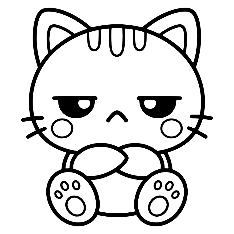 Grumpy Striped Cat Sitting With Arms Crossed — free animal SVG cut file