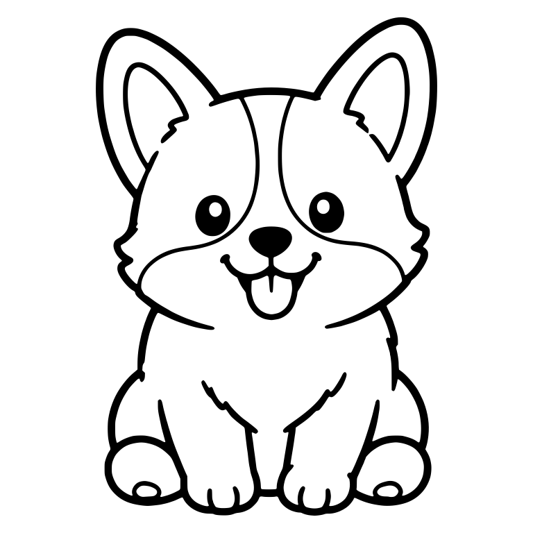 Sitting Corgi With Round Hind Paws, Front View — free animal SVG cut file