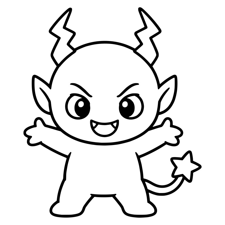 Little Devil With Lightning Bolt Horns and Star Tail — free fantasy-creature SVG cut file