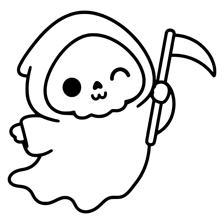 Winking Floating Reaper With Raised Scythe — free characters SVG cut file