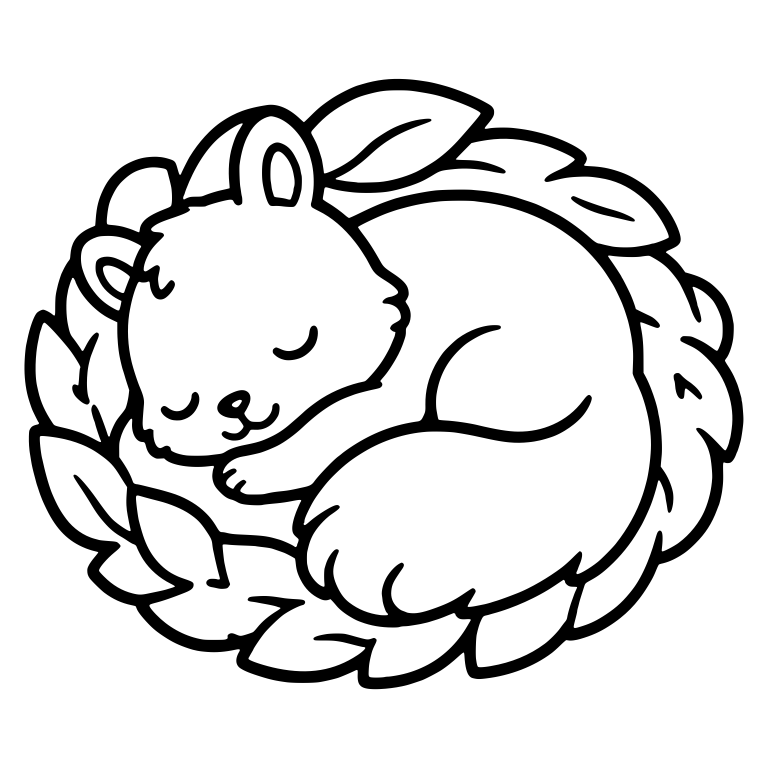 Sleepy Squirrel Curled Up in a Nest of Leaves — free animal SVG cut file