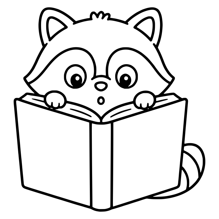 Raccoon Peeking Over Big Open Book — free animal SVG cut file