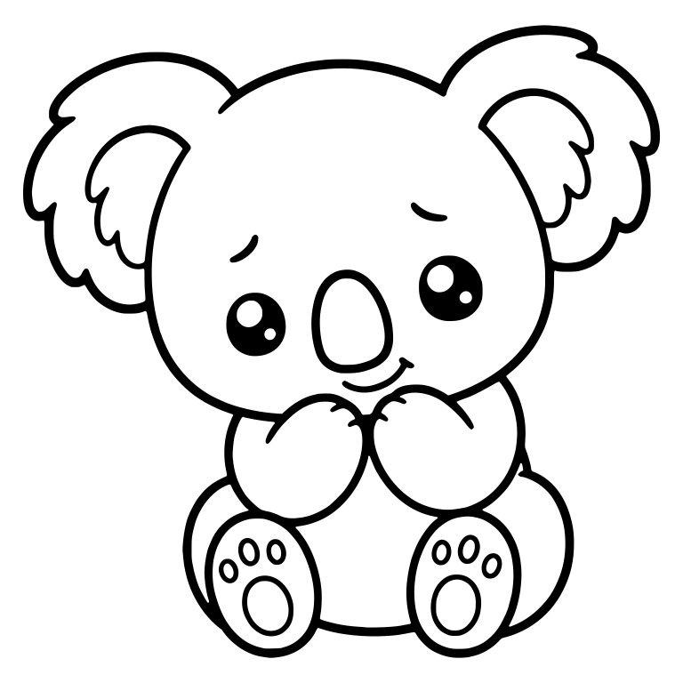 Shy Sitting Koala with Paws Held Under Chin — free animal SVG cut file
