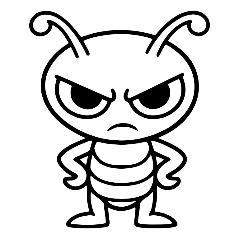 Grumpy Bug Alien With Curly Antennae and Hands on Hips — free fantasy-creature SVG cut file