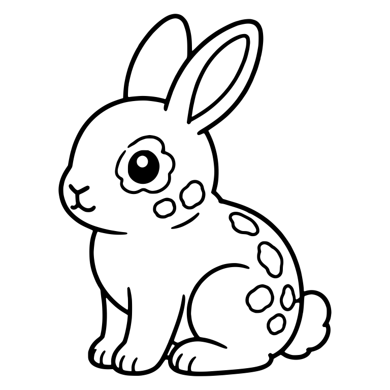Spotted Bunny Sitting With Eye Ring and Body Spots — free animal SVG cut file