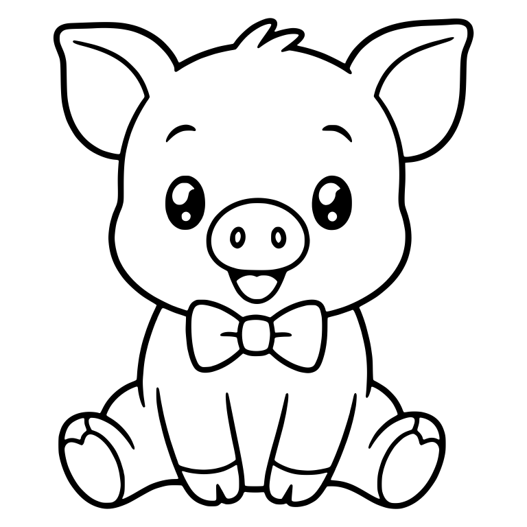Sitting Bowtie Piglet with Pointy Ears — free animal SVG cut file
