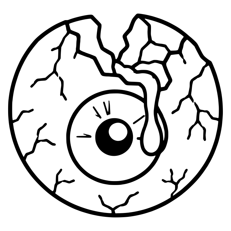 Split Cracked Eyeball With Fluid Running Over Iris — free symbol SVG cut file