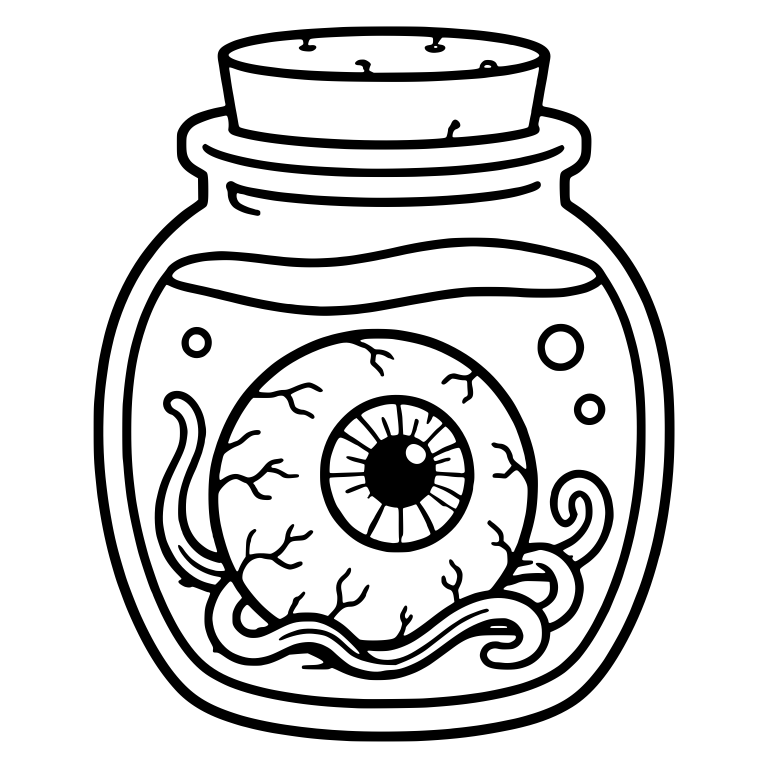 Corked Specimen Jar with Eyeball and Tendrils — free objects SVG cut file