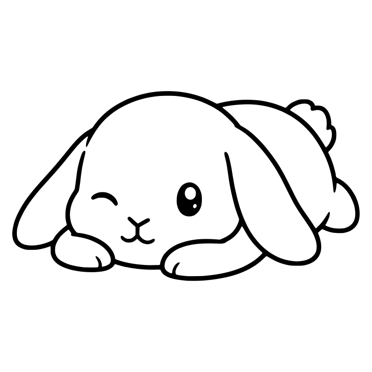 Winking Mini Lop Bunny Lying Down — free animal SVG cut file