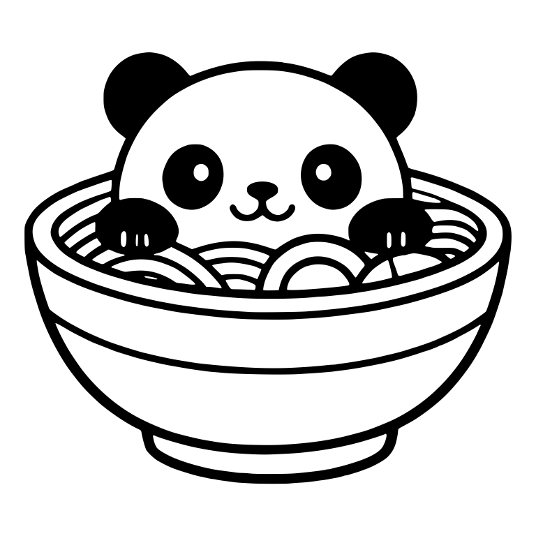 Panda Peeking Out Of Ramen Bowl With Paws On Rim — free animal SVG cut file