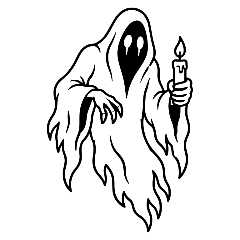 Hooded Ghost Holding a Lit Candle — free fantasy-creature SVG cut file