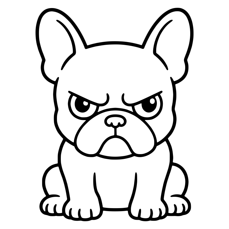 Angry Sitting French Bulldog With Furrowed Brow — free animal SVG cut file