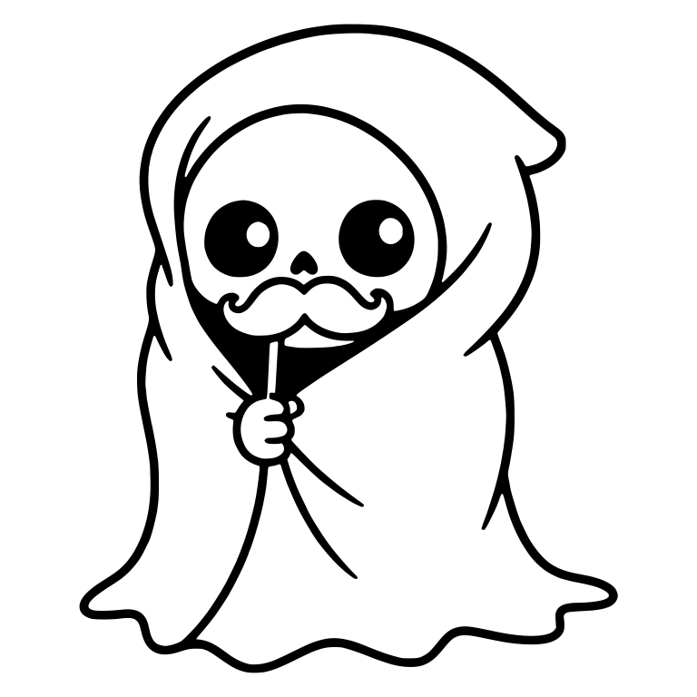Cloaked Reaper Holding Mustache on a Stick — free characters SVG cut file