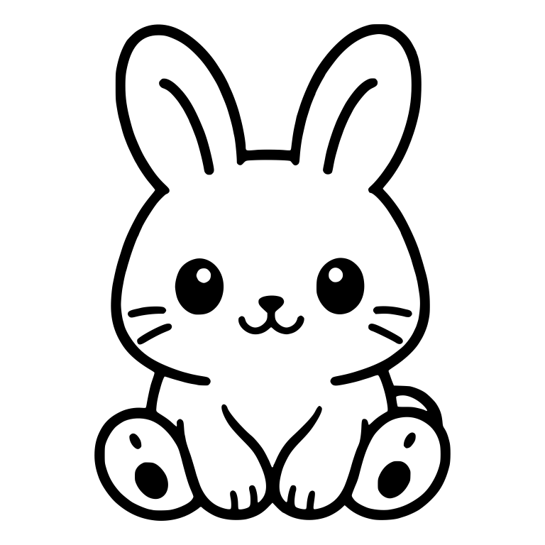 Sitting Bunny Showing Round Foot Pads — free animal SVG cut file