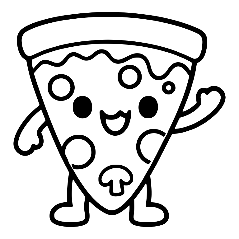 Waving Pizza Slice with Mushroom and Pepperoni — free food SVG cut file