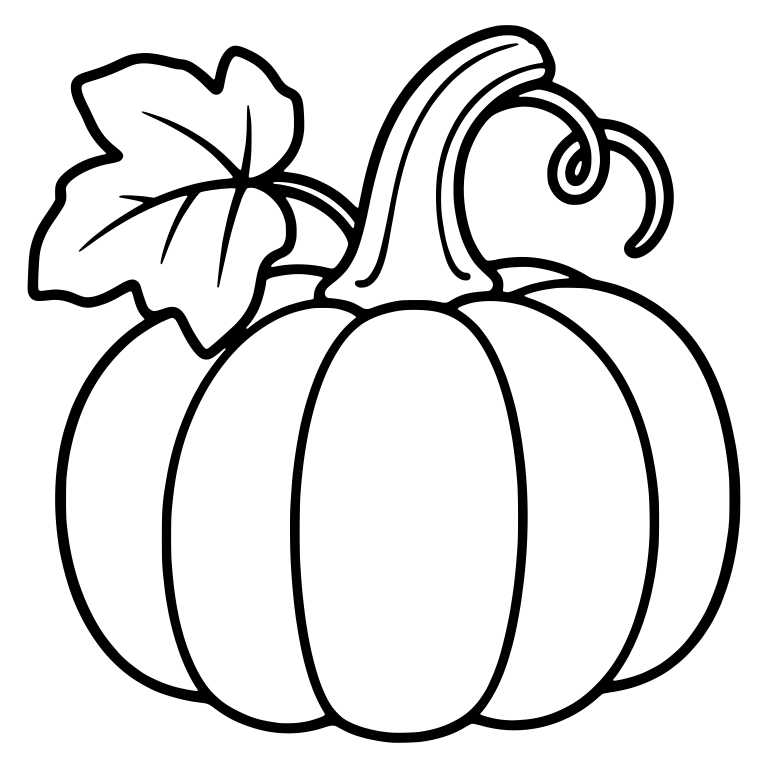 Pumpkin With Big Left Leaf and Two Curling Tendrils — free floral SVG cut file