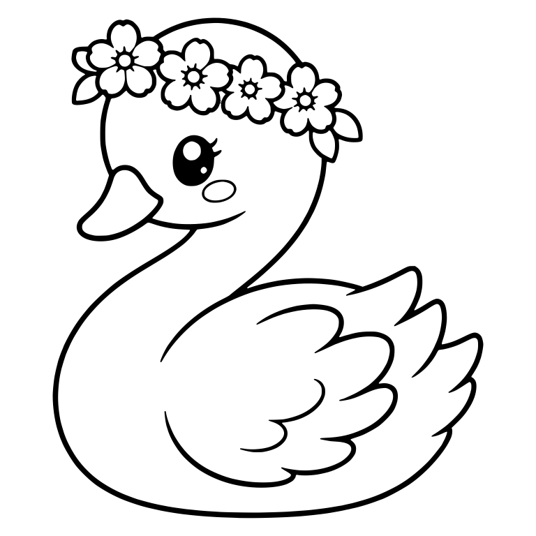 Swan With Blossom Flower Crown and Rosy Cheek — free animal SVG cut file