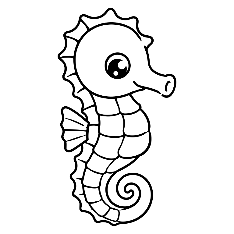 Round-Headed Seahorse With Ray Crest And Grid Body — free animal SVG cut file