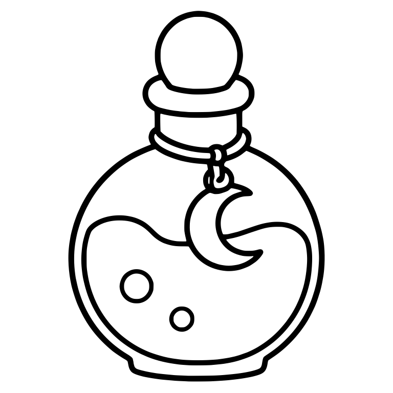 Round Potion Flask With Crescent Moon Charm — free objects SVG