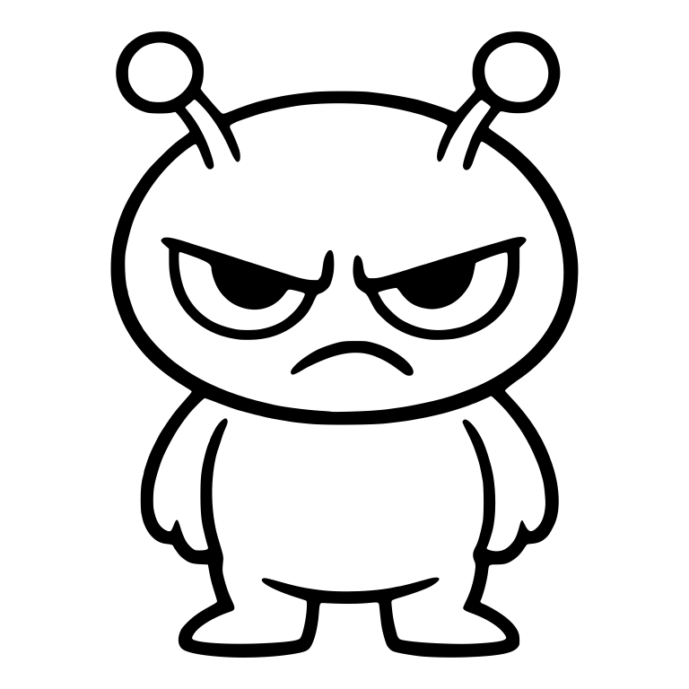 Grumpy Stubby Alien With Antennae and Arms at Sides — free fantasy-creature SVG cut file