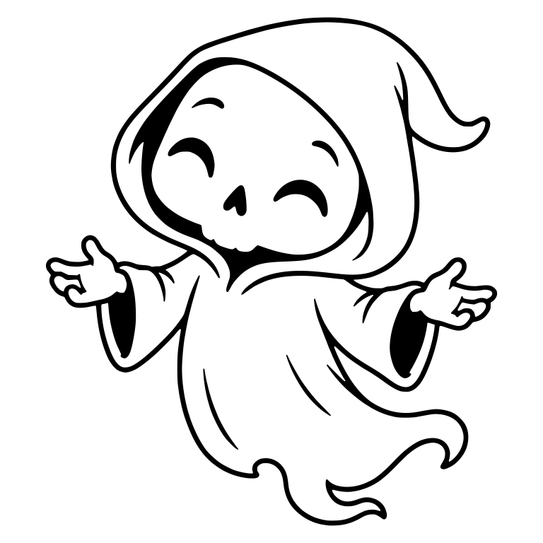 Floating Grim Reaper with Closed Happy Eyes and Open Palms — free characters SVG cut file
