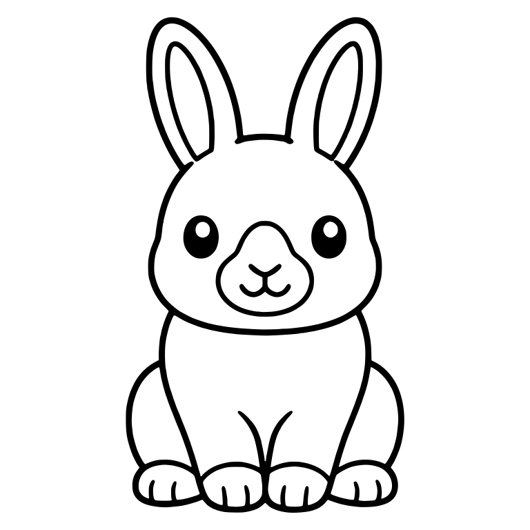 Bunny Sitting Front View With Muzzle Patch — free animal SVG cut file