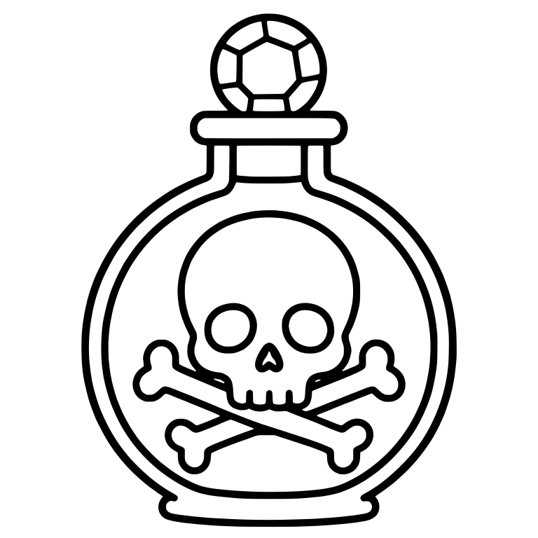 Round Poison Flask With Skull And Crossbones — free objects SVG
