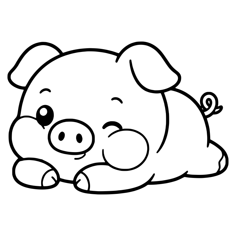 Lying Piglet Winking With Chin on Hooves — free animal SVG cut file