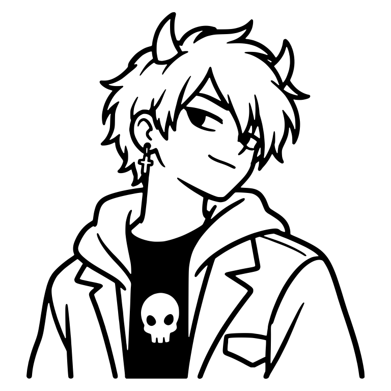 Emo Boy with Devil Horns and Cross Earring — free characters SVG cut file